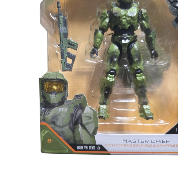 Halo Infinite Master Chief Series 3 Figure w/ Commando Rifle Grappleshot Sealed - Picture 3 of 5